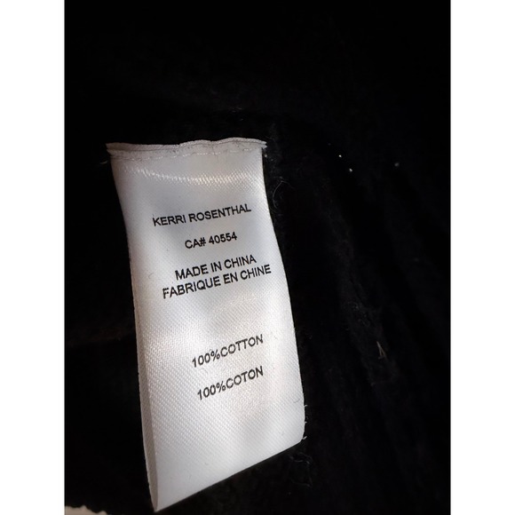 Kerri Rosenthal Womens V-Neck Cotton Sweater Black Yellow Heart Elbow Patches S - Picture 5 of 7